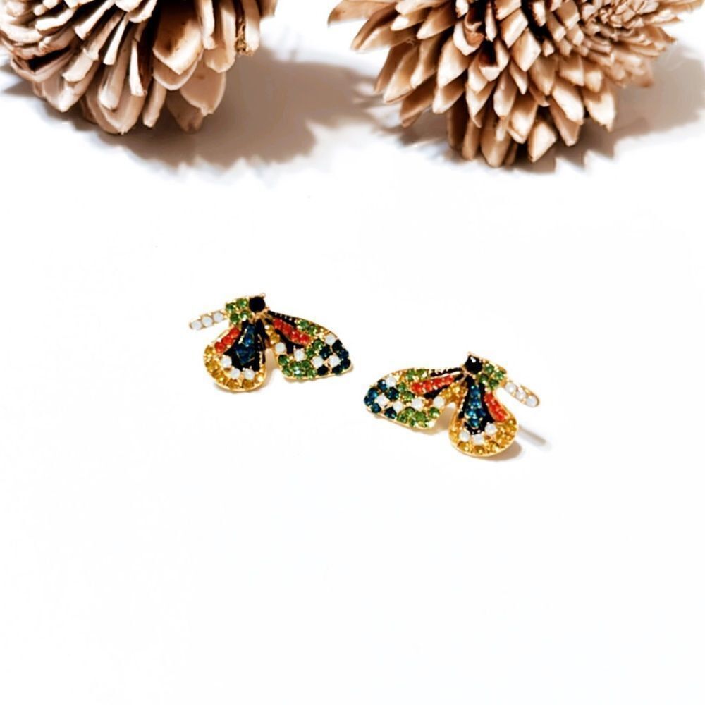 Butterfly stud earrings M132 - Picture 3 of 7